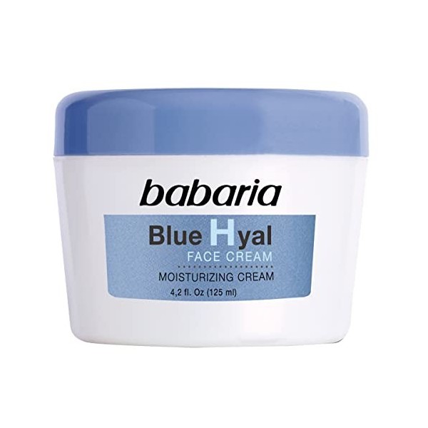 Babaria Crème visage à lacide hyaluronique - Hydrate et lisse intensément votre épiderme - Hydrate et réduit la flaccidité -