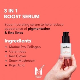 The Solution Menopause Sérum Boost 3 en 1 30 ml , testé dermatologiquement, soin de la peau anti-âge, sérum super hydratant 