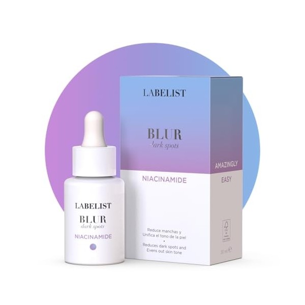 Labelist | Sérum pour le visage Blur Elixir | 30 ml | Réduit les taches | Unifiez le ton | Minimiser les pores | Niacinamide 
