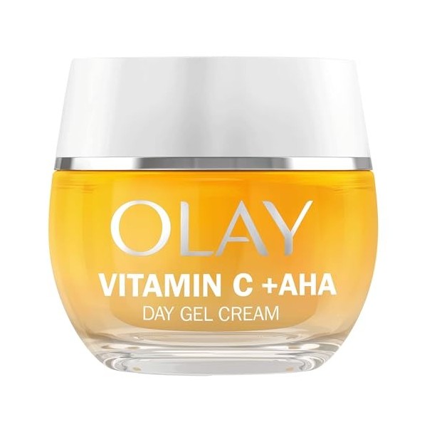 Olay Vitamine C Gel Crème de jour hydratante visage avec acide lactique AHA , niacinamide, illuminateur de la peau : action 