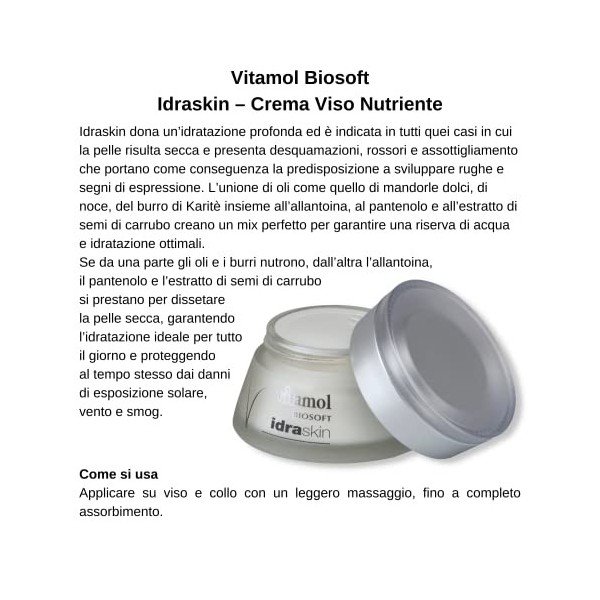 Vitamol Biosoft Hydra Skin Cream - 50 ml - Hydratante et nourrissante pour peaux sèches
