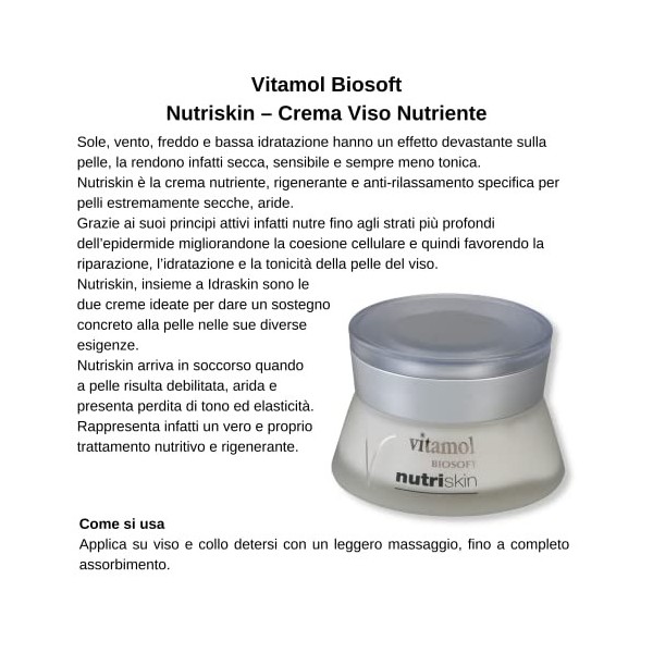 Crème pour la peau Vitamol Biosoft Nutri - 50 ml. Nourrissante, régénérante pour les peaux sèches