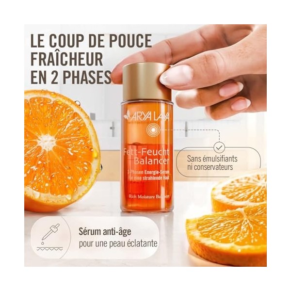 ARYA LAYA serum visage équilibrant lipides-hydratation classique 2x50ml I Serum 2 phases, tous types de peaux, spéc. sèches, 