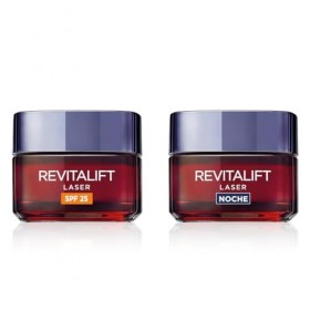 LOréal Paris Revitalift Laser Set de crème de jour hydratante avec protection solaire SPF 25 anti-rides et crème de nuit ant