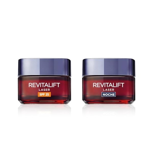 LOréal Paris Revitalift Laser Set de crème de jour hydratante avec protection solaire SPF 25 anti-rides et crème de nuit ant