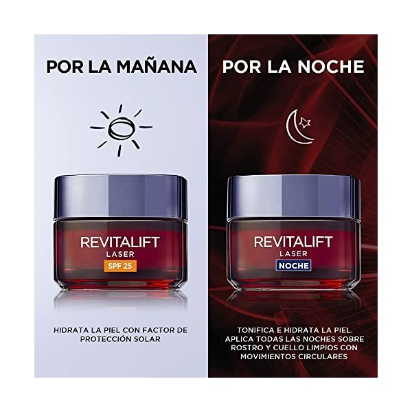 LOréal Paris Revitalift Laser Set de crème de jour hydratante avec protection solaire SPF 25 anti-rides et crème de nuit ant