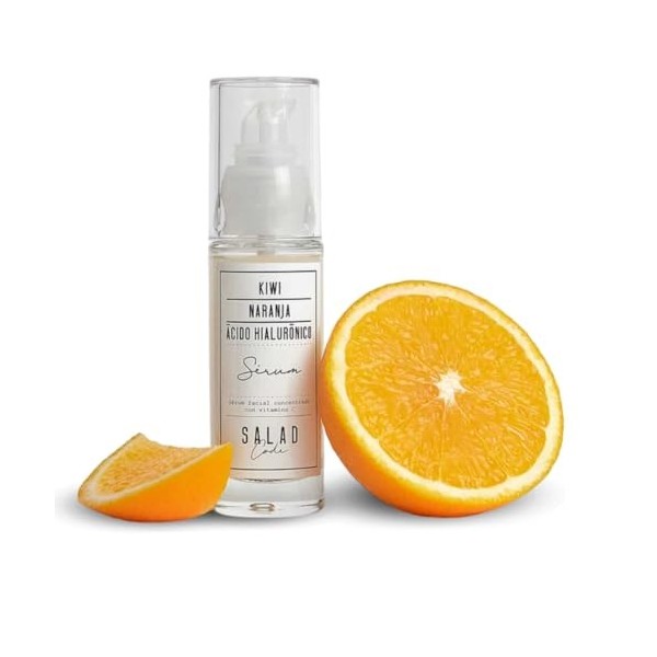 Sérum visage concentré avec Vitamine C et acide hyaluronique. 100% naturel. Offre élasticité Jeu e la peau. Cosmétique nature