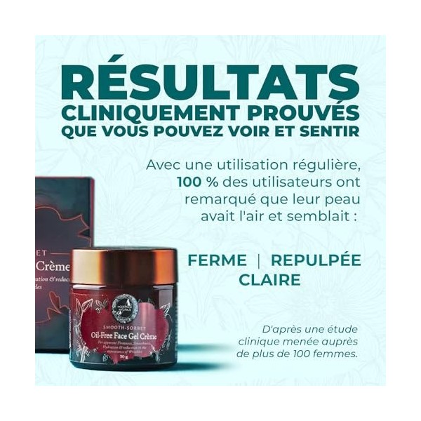 Smooth-Sorbet Gel-Crème Visage Sans Huile | Hydratant Vegan Léger pour Hydrater, Lisser et Repulper | À lAcide Hyaluronique,