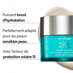 M. Asam AQUA INTENSE Crème de jour acide hyaluronique SPF 25 50ml - Crème pour le visage sans parfum pour une hydratation i