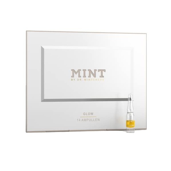 Ampoules visage MINT GLOW- ampoules booster bi-phase- sérum anti-âge pour le visage- effet anti-rides- pour une peau plus lis