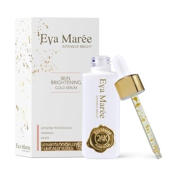 Eva Marée Sérum Intensive Bright Teint Éclatant | Infusé d’Or 24 Carats | Acide Hyaluronique, Algues Bleu-Vert & Antioxydants