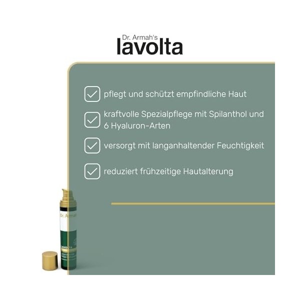 LAVOLTA Sérum naturel anti-rides pour le visage à base de cresson de Para Spilanthol, acide hyaluronique 6 fois, silicium & t