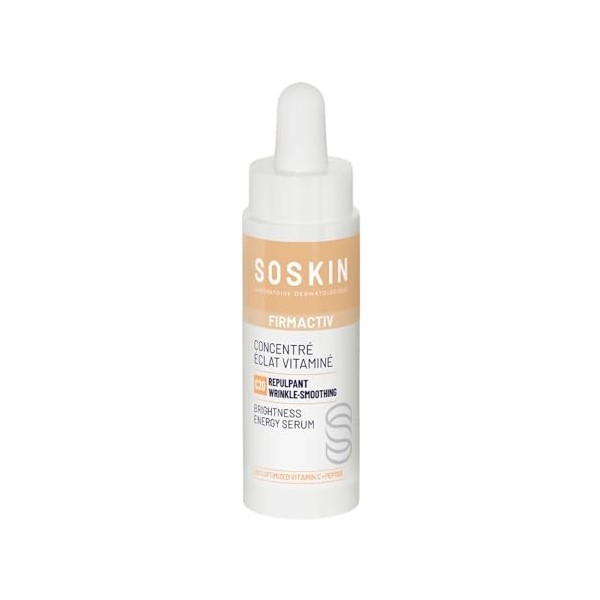 Soskin - Sérum Éclat Vitaminé - Anti-Rides - Lisse Rides et Ridules, Repulpe, Illumine - Vitamine C Stabilisée, Peptide & Gly