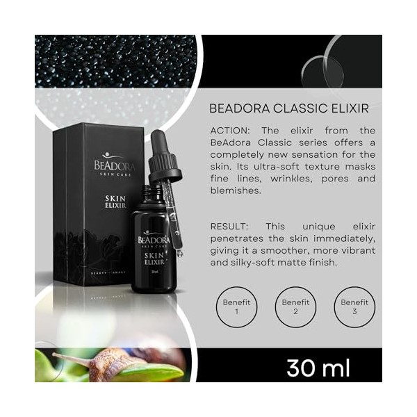 BeAdora Élixir - primer lissant visage 30 ml – base lissante effet blur | Lakesis + bisabolol + vitamines A & E | pores flout