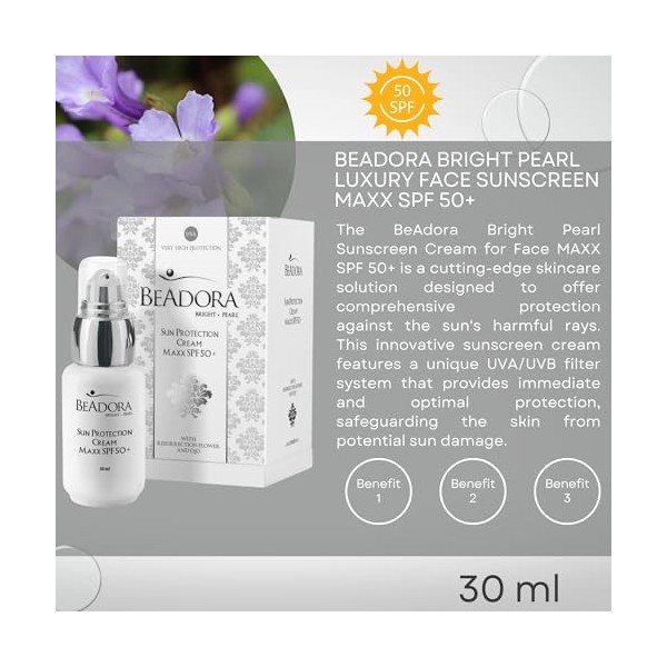 BeAdora – Sérum visage anti-taches hyperpigmentation 30 ml MAXX SPF50 – Alpha Arbutin + Niacinamide + Chromabright, vitamine 