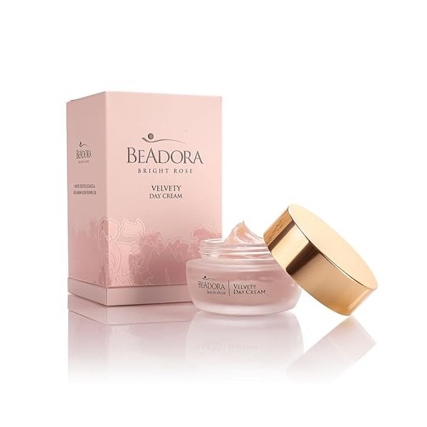 BeAdora Crème visage jour hydratante 50 ml – rose de Damas & truffe blanche, acide hyaluronique CUBE³ | hydratation 24 h, tex
