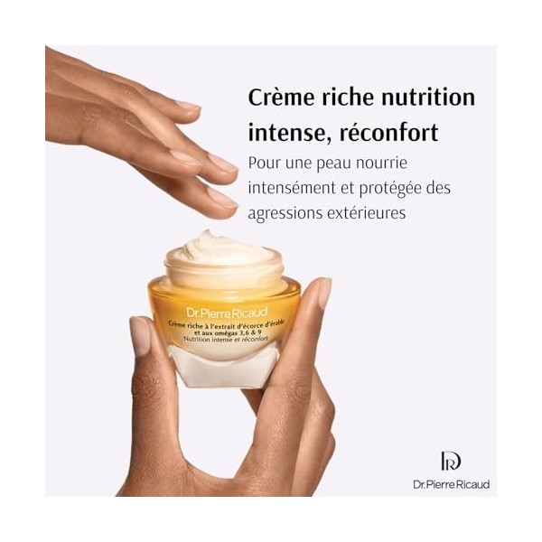 Dr Pierre Ricaud Crème Riche Nutrition Intense et Réconfort - Creme pour le Visage aux Omégas 3, 6, 9 et Écorce d’Érable - So