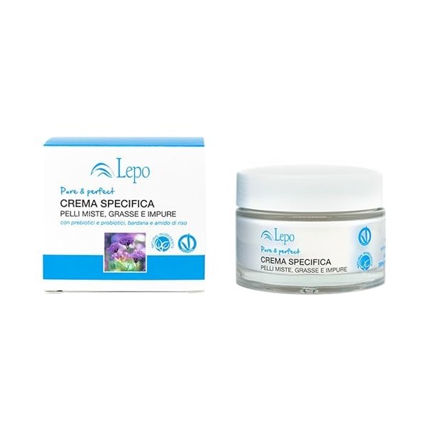 Crème de soin pour la peau Lepo pour le traitement dermopurifiant des peaux mixtes, grasses, impures