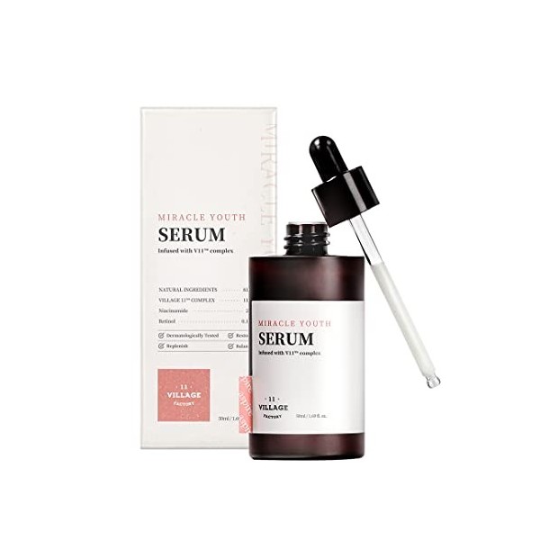 [VILLAGE 11 FACTORY] MIRACLE YOUTH SERUM 50ml Soin corée - Sérum Premium au Rétinol & Niacinamide - Elasticité & fermeté - 