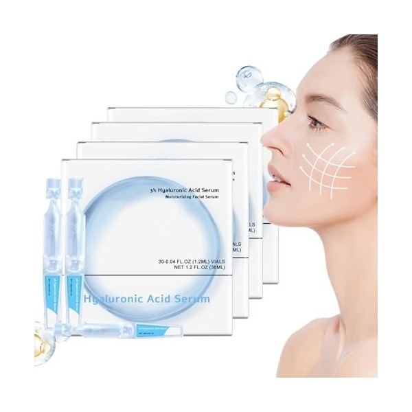 Sérum Turmskin, Sérum à lacide hyaluronique Turmskin, Ampoules ultra-hydratantes de sérum à lacide hyaluronique 3%, sérum f C...