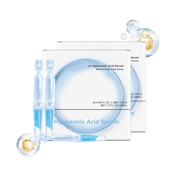 Sérum Turmskin, Sérum à lacide hyaluronique Turmskin, Ampoules ultra-hydratantes de sérum à lacide hyaluronique 3%, sérum f C...