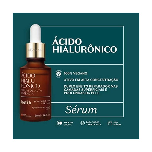 O Boticário Botik Acide hyaluronique Sérum visage hydratant profond, comble les rides, augmente la fermeté, peau douce et rep