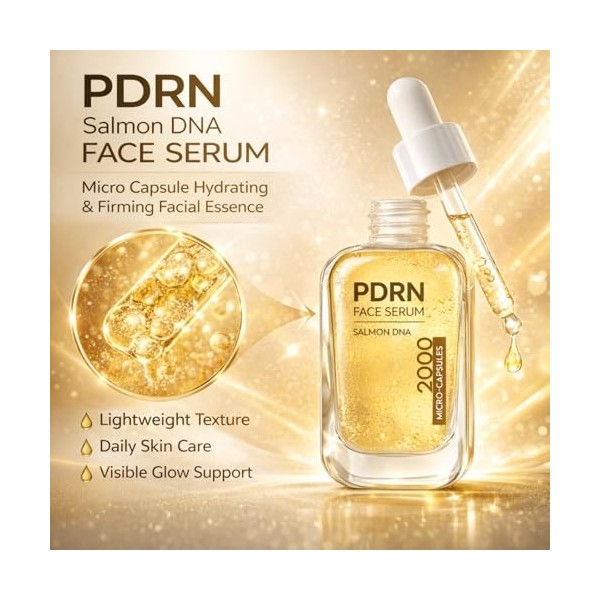 Sérum visage à l’ADN de saumon PDRN, sérum réparateur à micro-capsules pour femmes, essence faciale hydratante et raffermissa...