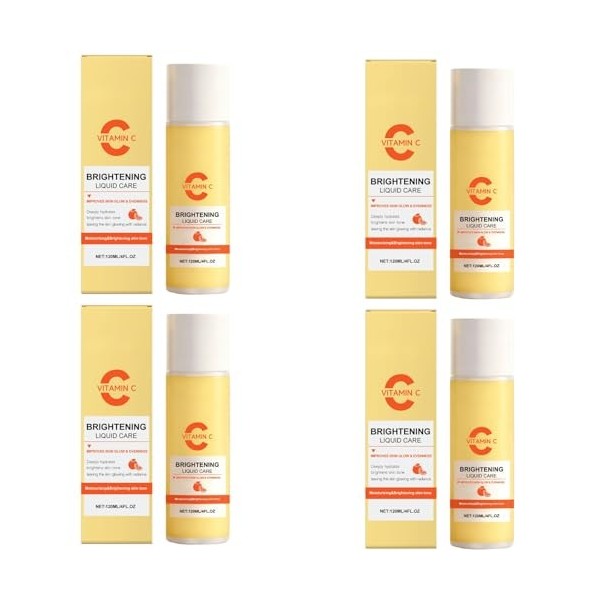 Sérum Vitamine C visage — Essence hydratante glycérine, huile minérale pour éclat du teint 4pcs Crème Jour et Nuit