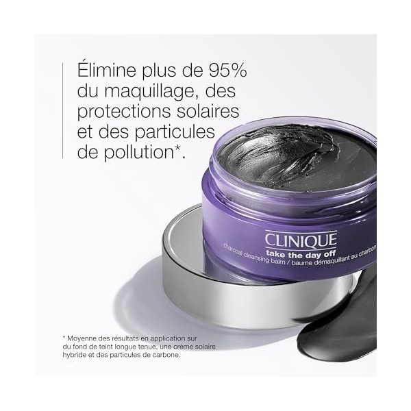 Clinique Take The Day Off Baume Démaquillant au Charbon | Élimine Maquillage et Écran Solaire, 125 ml Crème Jour et Nuit