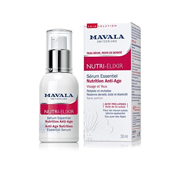Mavala - Sérum Essentiel Nutrition Anti-Age Nutri-Élixir - Soin Revitalisant Visage et Yeux - Relipide, Revitalise la Peau - 