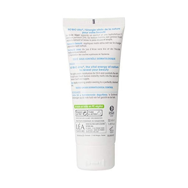 SOBIO ETIC Crème légère 24H acide hyaluronique-aloe 50 ml BIO, noir, standard