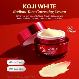 Koji White Radiant Tone Correcting Cream - Face Moisturizer, Nourishing with 1% Kojic Acid, 1% Alpha-Arbutin, 3% Niacinamide 