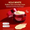 Koji White Radiant Tone Correcting Cream - Face Moisturizer, Nourishing with 1% Kojic Acid, 1% Alpha-Arbutin, 3% Niacinamide