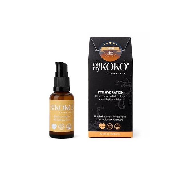 OhMyKoko | Sérum Visage pour Peaux Sèches et Déshydratées 30 ml | Acide Hyaluronique, Probiotiques et Squalane Végétal | Hydr