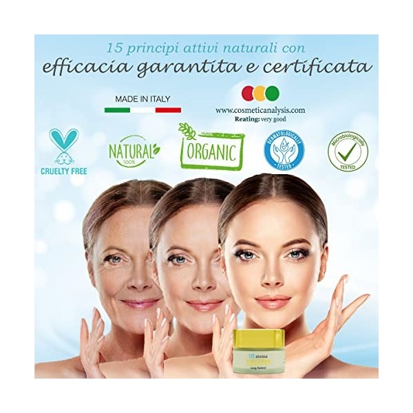 Crème Anti-Rides à la Bave dEscargot et Acide Hyaluronique, Fabriquée en Italie, Crème Visage Cou Décolleté Contour des Yeux