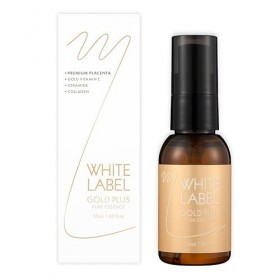 White Label Gold Plus Raw Placenta C Essence Sérum 50 ml – Essence faciale avec extrait de placenta, vitamine C et glutathion