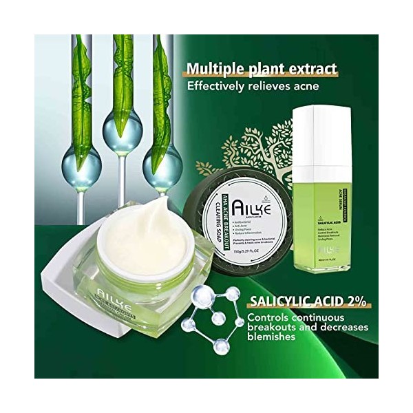 Set Délimination De Lacné à Lacide Salicylique, Peau Anti-acnéique, Contrôle Des éruptions, Réduction Des Imperfections, D Cr...