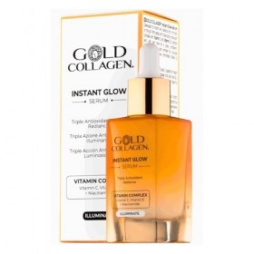 GOLD COLLAGEN Instant Glow - Sérum à la vitamine C et à la vitamine E - Triple action antioxydante - Sérum astringent pour le