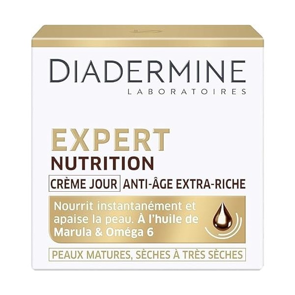 Diadermine - Crème de Jour Anti-Âge Extra Riche - Expert Nutrition - Soin Jour - Peaux Matures Sèches à Très Sèches - Soin du...
