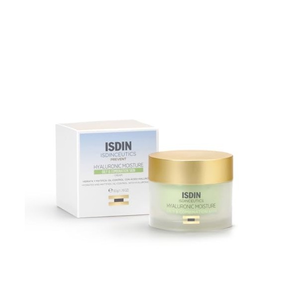 ISDIN Isdinceutics Hyaluronic Moisture Peaux grasses et Mixtes, Crème visage Hydratante à la Texture Légère, à base dAcide H