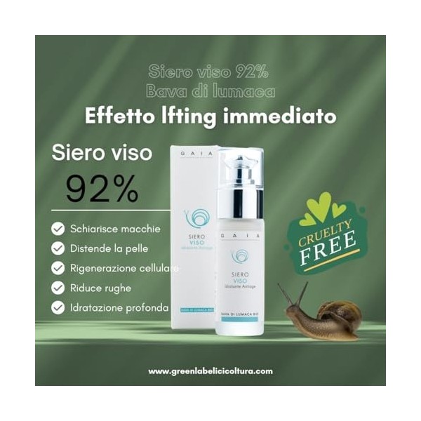 Sérum visage hydratant anti-âge, formulé à base de bave descargot biologique pure à 92%, hydrate en profondeur, lisse les ri