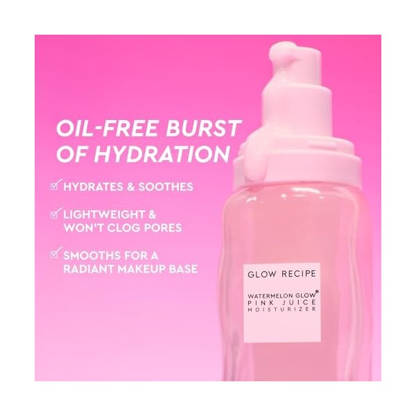 Glow Recipe Gel hydratant au jus de rose, gel hydratant coréen pour peau de verre, hydratant sans huile pour le visage à lac