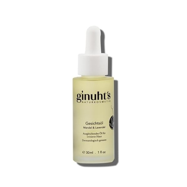 ginuhts NATURKOSMETIK Huile pour le visage 100 % bio pour peaux sensibles | Huile visage hydratante, anti-inflammatoire et f