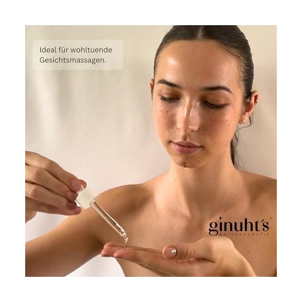 ginuhts NATURKOSMETIK Huile pour le visage 100 % bio pour peaux sensibles | Huile visage hydratante, anti-inflammatoire et f