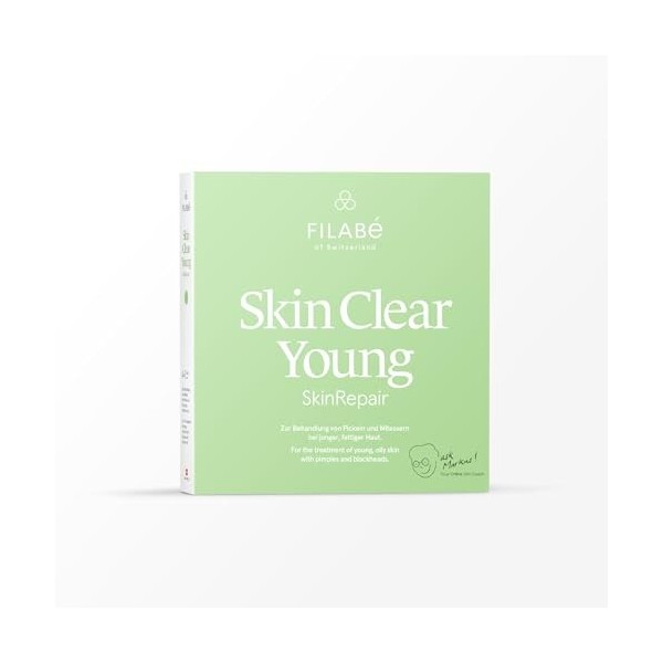Skin Clear Young - Pour le traitement des peaux grasses avec boutons et points noirs jusquà 22 ans.Paquet pour 28 jours.Végé