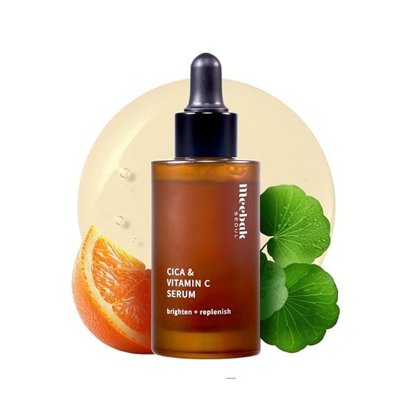 Meebak Sérum coréen à la vitamine C pour le visage, sérum Cica correcteur de décoloration pour anti-âge, hydratant, taches br