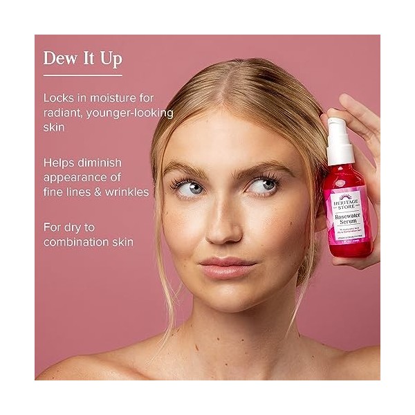 Rosewater Serum with 1% HA 2 ounces by Heritage Store, Edgar Cayce