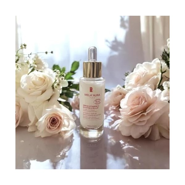 Mela Aura Sérum Vitamine C Booster dÉclat, Clarifie, Unifie et Sublime le teint, Réduit les rides, Contenance 30 ml