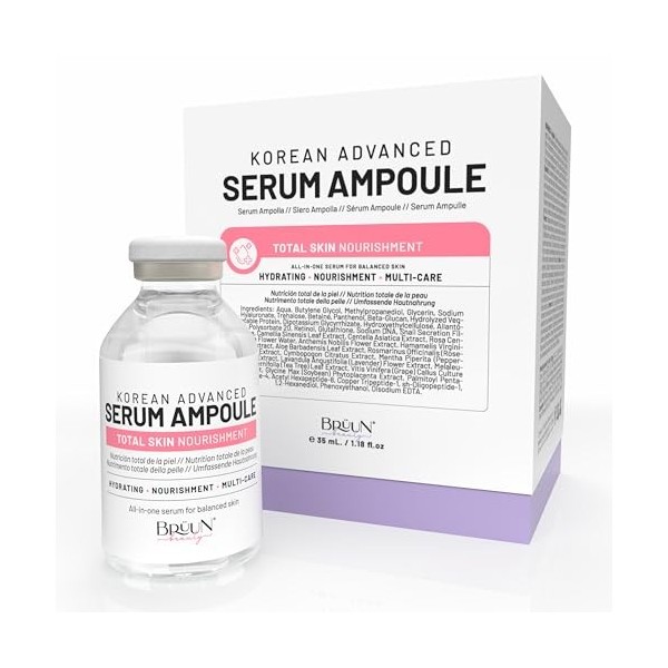 BRÜUN Total Care Complex Ampoule – Retinol Peptide Hydrating Serum for Face and Body, Use with or without Derma Pen 1.18 fl.o