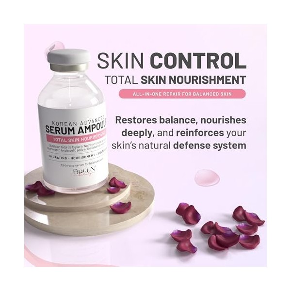 BRÜUN Total Care Complex Ampoule – Retinol Peptide Hydrating Serum for Face and Body, Use with or without Derma Pen 1.18 fl.o